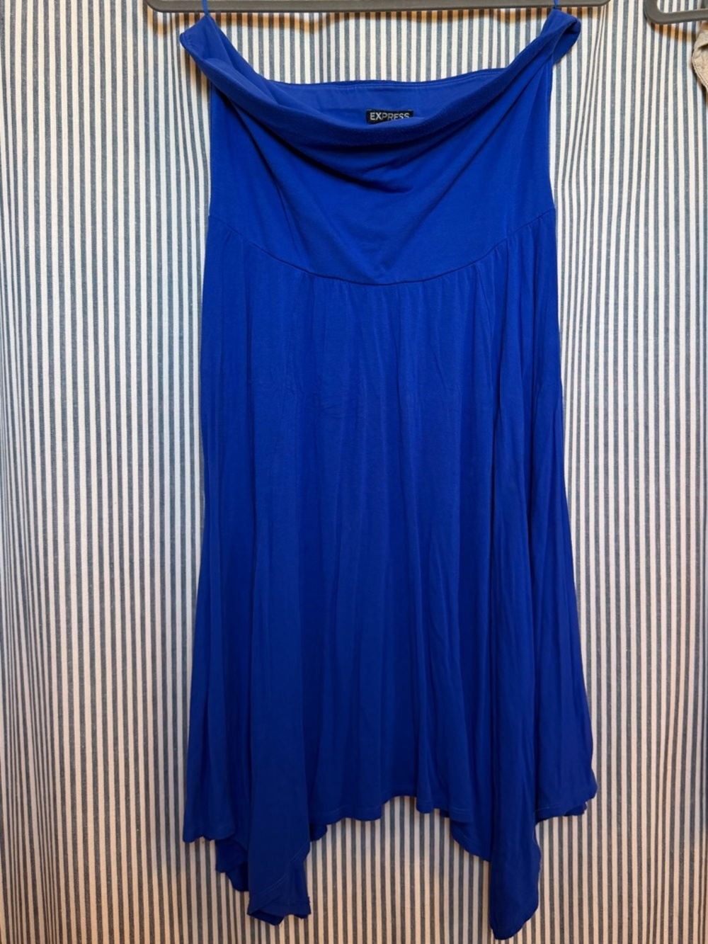 Express Blue Sleeveless Handkerchief-Hem Dress